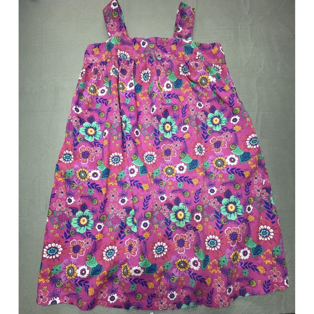 Vtg Nightgown Womens Plus 1X Pink Floral Pockets House Dress Muumuu Midi Travel